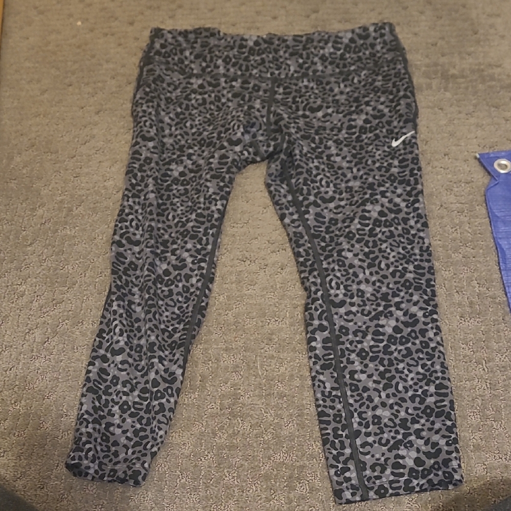 Nike Black and Gray Animal Print Leggings